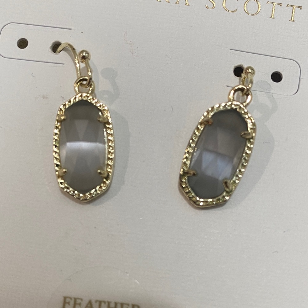 Kendra Scott Gold and Gray Lee Drop Earrings - Picture 2 of 4